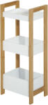 HomCom Dulapior Compact Baie, Raft Multifuncțional cu 3 Etajere, din MDF și Bambus, 27.5x20.8x74 cm, Alb | Aosom Romania (834-099)