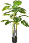 HOMCOM Monastera Planta Artificiala de Interior si Exterior, Planta Artificiala cu efect Realist cu 20 de Frunze, 120 cm | Aosom Romania (830-435)