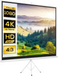 HomCom Ecran Proiector de 120" Format 4: 3 din Tesatura Tip Plasa, Plastic si Metal cu Trepied, 244x183 cm, Alb | Aosom Romania (001-009V01WT)
