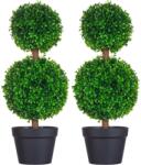HOMCOM Arbore Buxus Artificial Sferic în Ghiveci 60 cm, Verde, Decorativ pentru Interior/Exterior, Rezistent la UV | Aosom Romania (830-707V00GN)