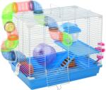PawHut Cușcă pentru Hamster cu 2 Niveluri, Rezervor de Apă, Tavă Detașabilă, Tunel și Roată, 46x30x37cm, Albastru | Aosom Romania (D51-213)