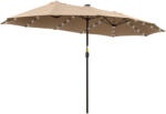 Outsunny Umbrelă Solară LED 4.5m, Sistem de Deschidere cu Manivelă, Rezistentă la Apă, Kaki | Aosom Romania (84D-178KK)