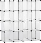 HomCom Mobilier Modular pentru Încălțăminte, 16 Cuburi Transparente din Plastic PP și Oțel, 30x30x30cm, Design Versatil | Aosom Romania (850-176) Pantofar