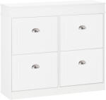 HomCom Dulap de Pantofi cu 4 Sertare, Deschidere Batantă și Etajeră Reglabilă, 98x24x83 cm, Alb | Aosom Romania (837-140) Pantofar