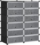 HomCom Dulap pentru Încălțăminte Modular cu 12 Cuburi din PP și Oțel Design Versatil Negru și Alb pentru Hol sau Dormitor | Aosom Romania (850-183) Pantofar