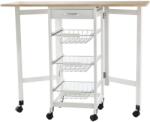 HOMCOM Cărucior de Bucătărie Extensibil Alb, 3 Sertare, MDF/Metal, Soluție Organizare Bucătărie, 37x37x77.5 cm | Aosom Romania (801-125)