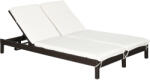 Outsunny Șezlong cu 2 Locuri din Oțel și Ratan Maro Alb cu Spătar Reglabil pentru Confort Maxim în Grădină 195x120x28cm | Aosom Romania (862-023BN)