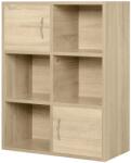 HOMCOM Biblioteca HOMCOM cu 3 Rafturi , 4 Compartimente si 2 Usi Basculante din Lemn Natural 61.5x29.5x80cm | Aosom Romania (833-586ND) Comoda