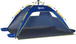 Outsunny Cort de Plajă Pop Up cu Ventilație Optimă, 2 Ferestre Perforate, Ușă cu Închidere, 220x173x120cm, Albastru și Galben | Aosom Romania (A20-166)
