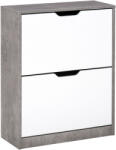 HomCom Dulap Pantofi cu 2 Uși, pentru 8 Perechi, Polițe Reglabile, Economisire Spațiu, Gri/Alb, 62, 5x24x81 cm | Aosom Romania (837-131) Pantofar
