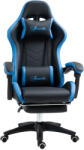 Vinsetto Scaun de gaming din piele ecologica PU si otel cu inaltime reglabila si spatar inclinabil, 65x65x121-129 cm, albastru si negru | Aosom Romania (921-618V01BK)