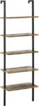 HOMCOM Biblioteca cu scari in stil industrial, cu 5 niveluri, montare pe perete din lemn si metal, 60x30x184, 5cm maro HOMCOM | Aosom Romania (838-111) Raft