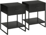 HOMCOM Set din 2 Noptiere Moderne, Noptieră cu Raft și Sertar, Organizatoare de Depozitare pentru Dormitor, Camera de Zi, 45x40x60 cm, Negru | Aosom Romania (831-534V01BK)
