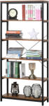 HOMCOM Biblioteca in Stil Industrial Vintage cu 6 Rafturi din Lemn si Metal Negru, 80x30x180cm HOMCOM | Aosom Romania (836-279) Biblioteca