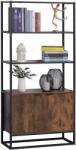 HOMCOM Biblioteca cu 3 Rafturi, Design Inaltat, din Lemn, Cadru din Metal, Negru si Maro 76x33x162.5cm | Aosom Romania (838-027) Raft