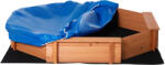 Outsunny Ladă de Nisip din Lem cu Scaune și Copertină, Joc de Grădină pentru Copii 3-8 Ani, 139.5x139.5x21.5 cm, Roșu | Aosom Romania (343-049RD)
