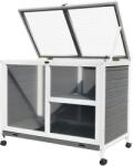 PawHut Cusca Iepuri Lemn 2 Niveluri Spațiu Confortabil 91.5x53.3x73cm Gri | Aosom Romania (D51-124GY)