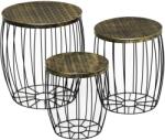 Outsunny Set 3 Masute de Gradina Stil Industrial Stivuibile din Metal Negru | Aosom Romania (84B-488)