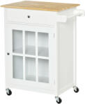 HOMCOM Cărucior Bucătărie Compact, Multifuncțional, Spațiu Depozitare, 67x48x86.5cm, Design Modern, Alb | Aosom Romania (801-175)
