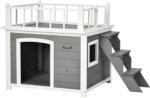 PawHut Cusca Exterior pentru Caini cu Balcon Scări și Picioare Înălțate Rezistentă la Intemperii | Aosom Romania (D02-145V00LG)
