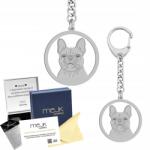 Mejk Jewellery Francia bulldog kulcstartó Ezüst925 Ajándék Gravírozás Ingyenes (BE R335)