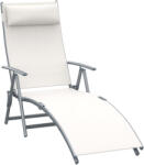 Outsunny Sezlong de Grădină Pliabil cu Spătar Reglabil, Ideal pentru Relaxare în Aer Liber, Crem Alb | Aosom Romania (84B-184CW)
