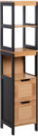Kleankin Dulap Baie Multifuncțional 2 Sertare 3 Compartimente Lemn MDF Bambus 30x30x144.3cm Culoare Lemn | Aosom Romania (834-208)