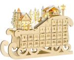 HOMCOM Calendar Advent din Lemn in Forma de Sanie cu 24 de Sertare de Umplut, Decoratiuni si Lumini 45x10x31cm HOMCOM | Aosom RO (830-418)