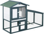 PawHut Cusca pentru Iepuri si Animale mici din Lemn Molid cu Usa dubla 140x65x100cm Verde Alb PawHut | Aosom RO (D51-033)
