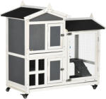 PawHut Cusca pentru iepuri, Cusca de exterior pentru iepurasi, cu roti, casute principale, zona de alergat, Casuta pentru animale mici | Aosom RO (D51-332V00CG)