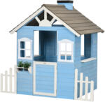 Outsunny Căsuță din Lemn de Exterior pentru Copii cu Ușă și Ferestre, Căsuță pentru Copii de 3-7 Ani, 151x112.5x142 cm, Albastru | Aosom Romania (345-025V00BU) Casuta pentru copii