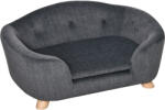 PawHut Canapea pentru Câini de Talie Mică, Culcuș de Interior cu Pernă Lavabilă, Design Modern, 70x47x30cm, Gri Antracit | Aosom Romania (D04-196CG)