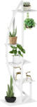 Outsunny Suport pentru Plante cu 5 Niveluri în Formă de Jumătate de Lună pentru Ghivece Decor Interior și Exterior 50x30x160 cm Alb | Aosom Romania (845-760V00WT)