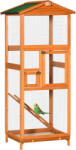 PawHut Cotet PawHut pentru Păsări din Lemn cu Tavă Extensibilă și 2 Uși, Portocaliu, Ideal pentru Curtea Exterioară 68cmx63cmx165cm | Aosom Romania (D10-004V00OG)