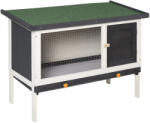 PawHut Cusca Iepuri Lemn Brad Tavă Detașabilă 90x45x65cm Negru Alb Verde | Aosom Romania (D51-141)