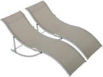 Outsunny Set 2 Șezlonguri de Grădina Pliabile, Șezlong pentru Plajă din Aluminiu și Textilen, 61x165x63 cm, Gri | Aosom Romania (84B-540GY)