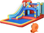 Outsunny Castel Gonflabil pentru Copii Outsunny 4 in 1, 4.35x2.45x2m, Albastru, Rosu, Galben| Aosom RO (342-058V90) Castel gonflabil