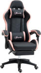 Vinsetto Scaun de Gaming Premium, Piele Ecologică PU, Oțel, Înălțime Ajustabilă, Spătar Inclinabil, 65x65x121-129 cm, Roz și Negru | Aosom Romania (921-618V00BK)