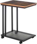 HOMCOM Masuta de cafea coltar pentru canapea si pat cu 4 roti in stil industrial din lemn, 51x36x61 cm HOMCOM | Aosom RO (833-606)