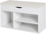 HomCom Dulap pentru Pantofi, Bancă cu Scaun Căptușit, Rabatabil, pentru Hol, 80x30x47 cm, Alb | Aosom Romania (837-005) Pantofar