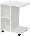 HOMCOM Masa Livingroom cu 2 rafturi deschise si 4 roti pivotante, PAL, 45x35x58cm, alb | Aosom Romania (833-779WT)