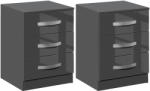 HOMCOM Noptiere, 2 Piese cu 3 Sertare, pentru dormitor si sufragerie Elegant si Modern, 40x36x56cm, Gri | Aosom Romania (831-522GY)