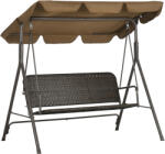 Outsunny Balansoar de gradina cu 3 locuri si acoperis reglabil, balansoar din ratan PE si otel, 167x112x153cm, maro | Aosom Romania (867-148V00MB) Balansoar