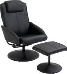 HOMCOM Fotoliu reclinabil de relaxare cu otoman pentru picioare si tapiterie din piele artificiala, 71x78x101cm, negru | Aosom Romania (833-360BK)