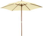 Outsunny Umbrelă de Soare pentru Grădină cu Suport din Lemn, Design Elegant, 2.5x2.3m, Crem, Protecție UV | Aosom Romania (01-0212)
