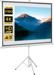 HomCom Ecran de Proiecție 84 inch cu Stativ, Suprafață de Proiecție 4: 3, Pliabil și Reglabil pe Înălțime, 171x128 cm, Alb | Aosom Romania (001-007)