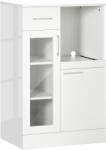 HOMCOM Dulapior cu Sertare și Dulap din Lemn și Sticlă Design Modern pentru Bucătărie sau Living 60x40x95cm Alb | Aosom Romania (835-802V00WT) Comoda