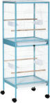 PawHut Colivie pentru Păsări, Volieră cu 4 Roți Pivotante, Tăvi Detașabile și Recipiente din Plastic, 51, 5x50x140 cm, Albastru | Aosom Romania (D10-074LB)