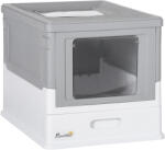 PawHut Litiera Pisici Închisă din PP, cu Tavă Detașabilă și 2 Uși, Igienică, Design Modern | Aosom Romania (D31-061V00GY)