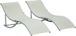 Outsunny Set 2 Sezlonguri Pliabile pentru Relaxare în Grădină, din Aluminiu și Textilen, Culoare Bej, Ușor de Depozitat | Aosom Romania (84B-540BG)